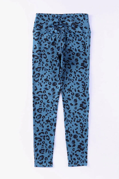 Leopard Print Wide Waistband Leggings - VILLA FASHION