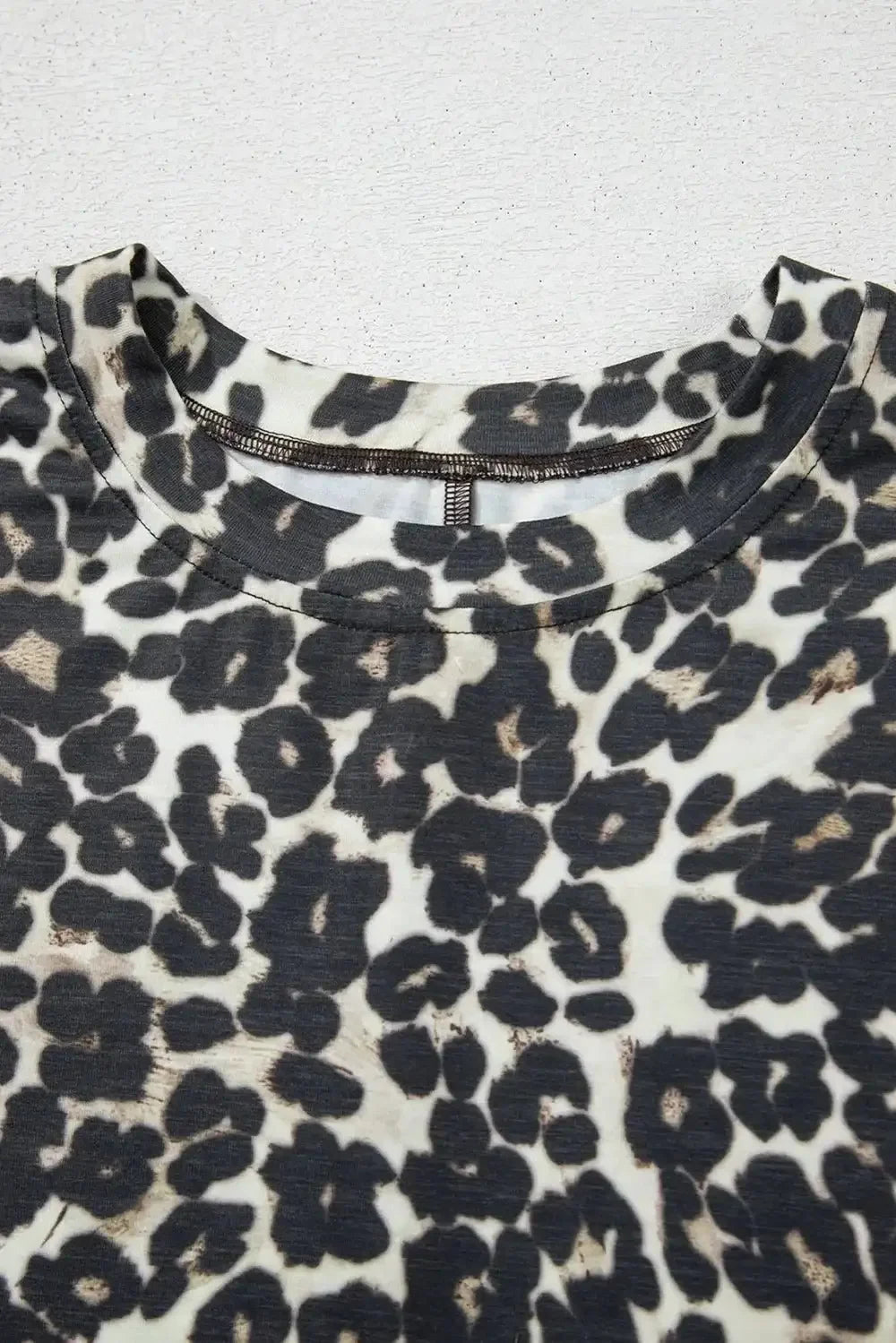 Leopard Round Neck Top and Shorts Set - VILLA FASHION