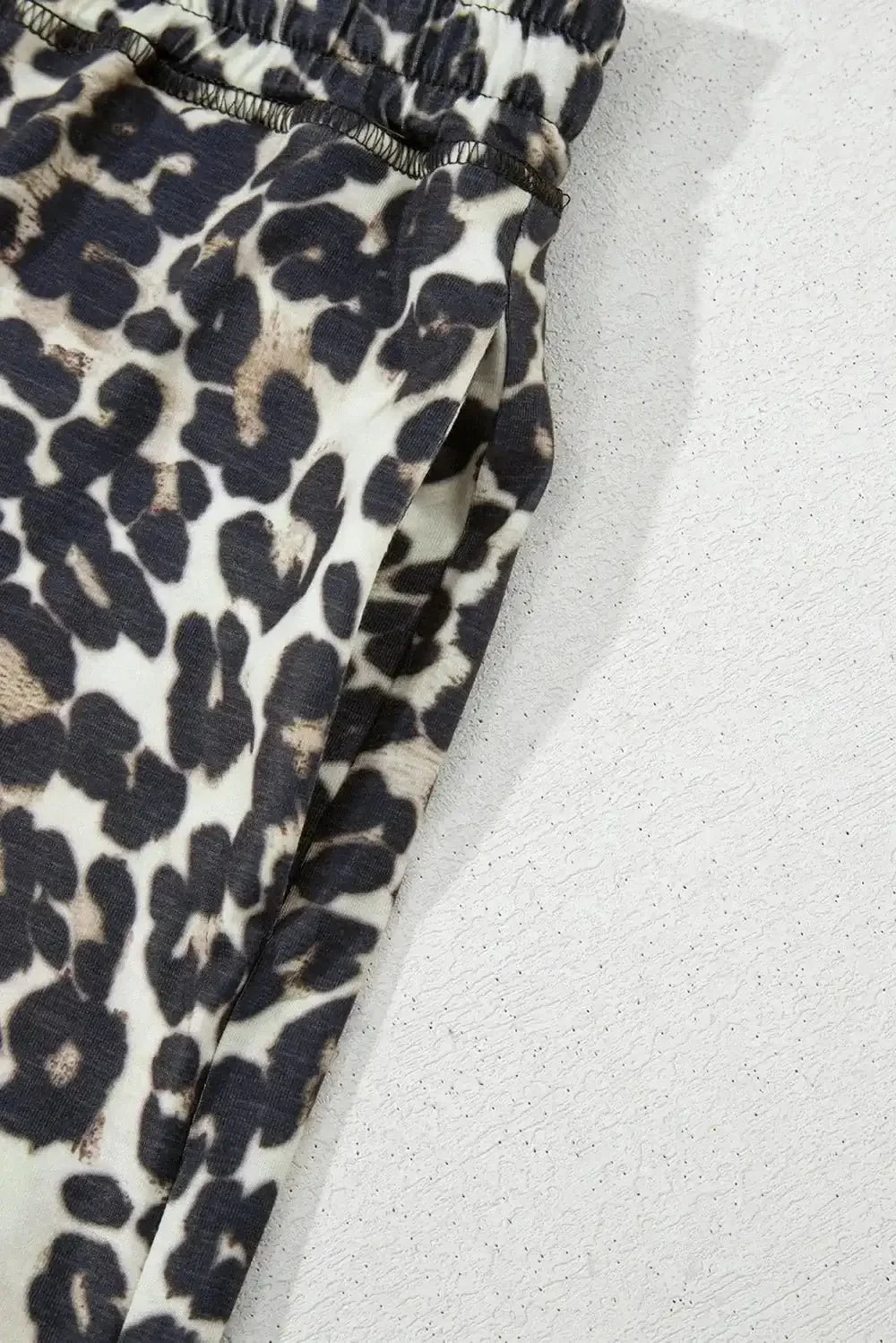 Leopard Round Neck Top and Shorts Set - VILLA FASHION