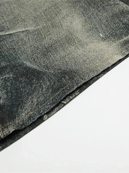 Men's Colorful Beaded Chain Print Denim Shorts - VILLA FASHION