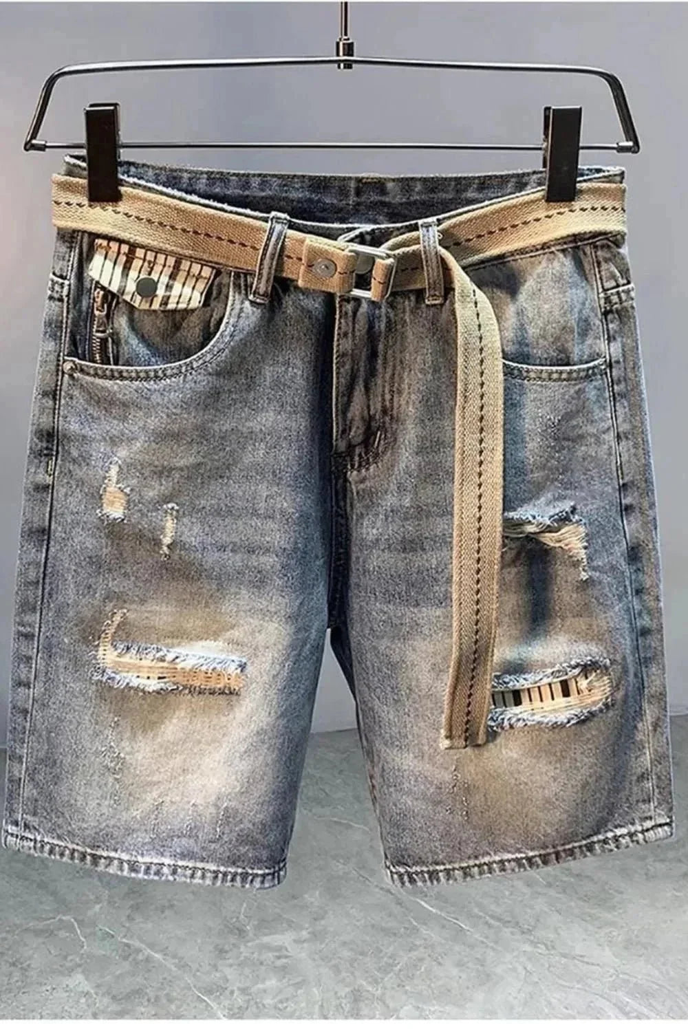 Men's Distressed Denim Shorts - VILLA FASHION