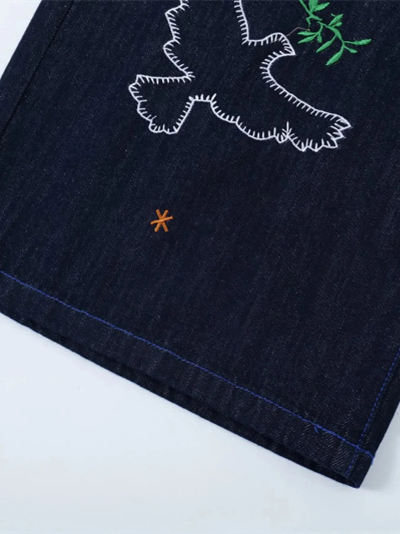 Men's Embroidered Wash Denim Shorts - VILLA FASHION