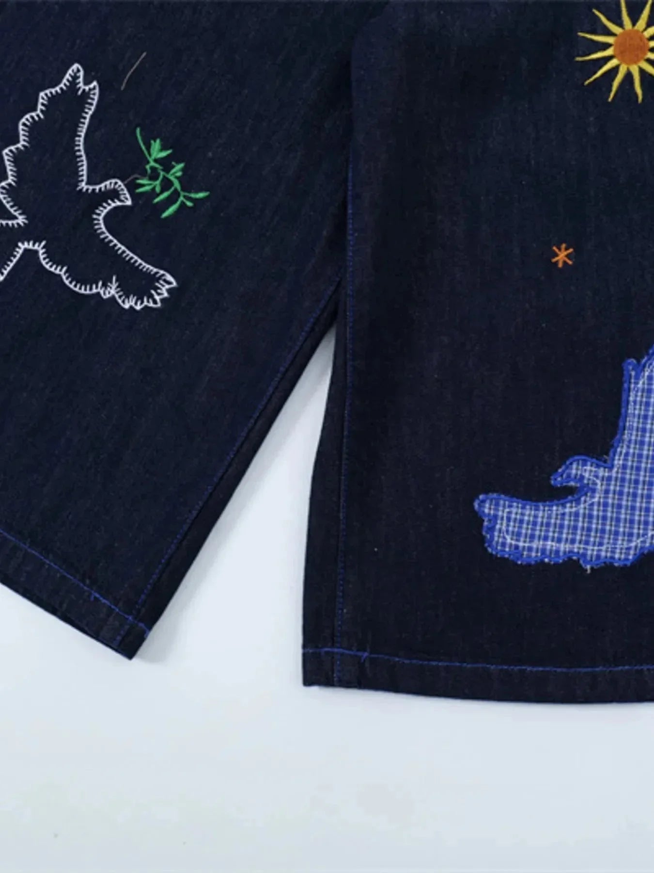 Men's Embroidered Wash Denim Shorts - VILLA FASHION