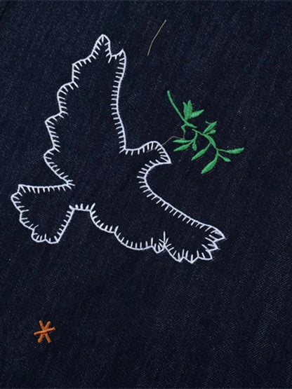 Men's Embroidered Wash Denim Shorts - VILLA FASHION