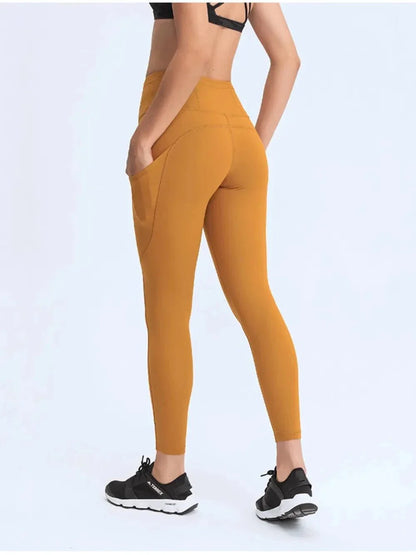 Millennia Wide Waistband Leggings with Pockets - VILLA FASHION