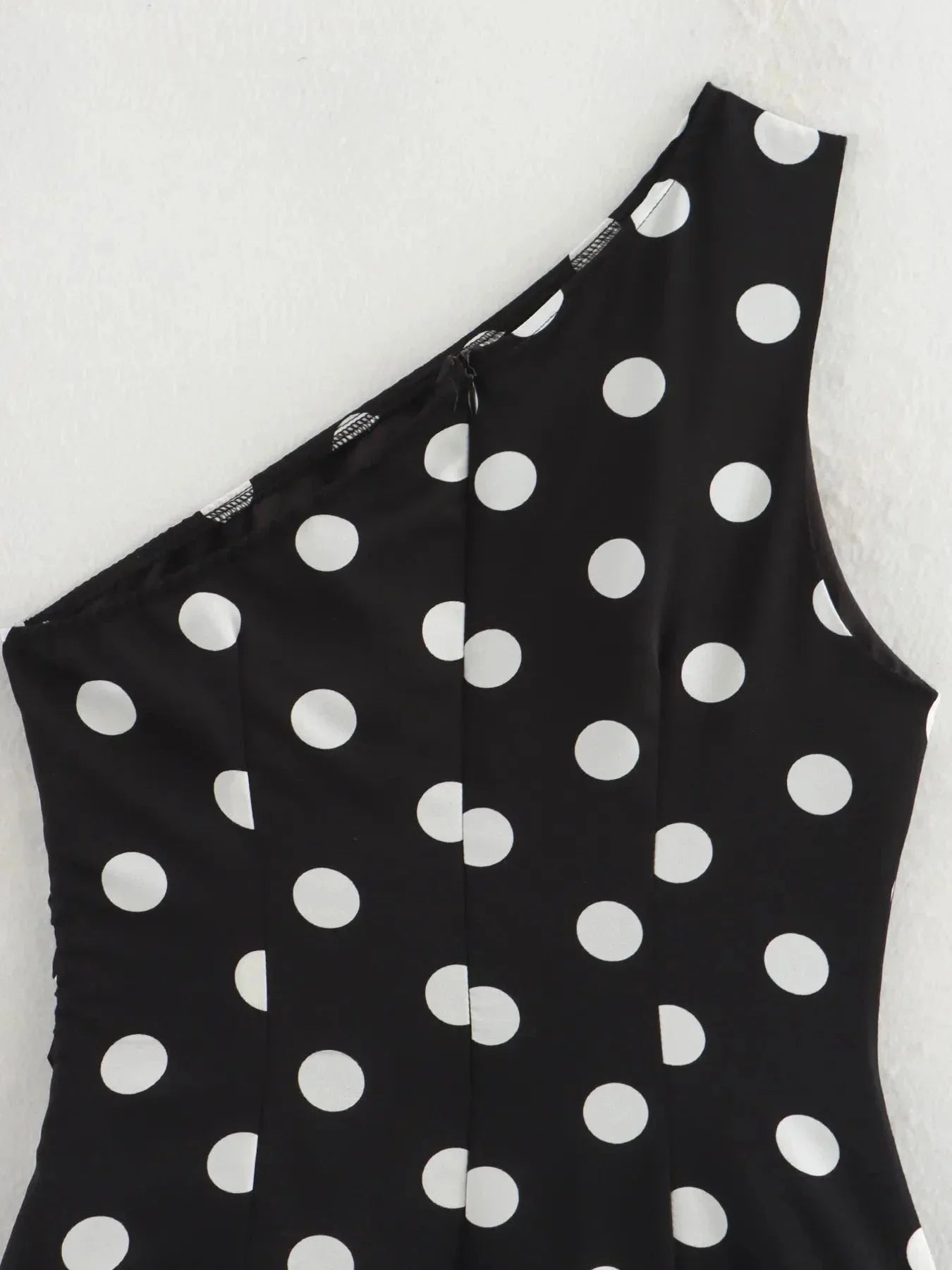 One - Shoulder Polka Dot Mini Dress - VILLA FASHION