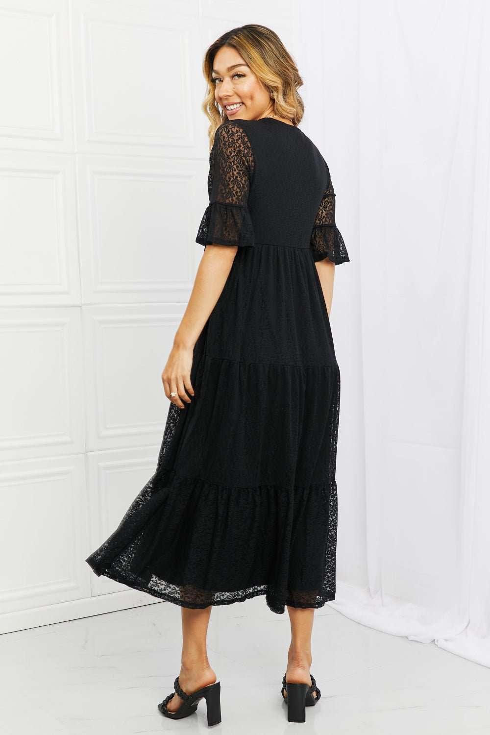 P & Rose Lovely Lace Full Size Tiered Dress - VILLA FASHION