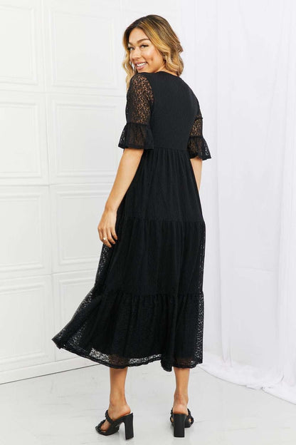 P & Rose Lovely Lace Full Size Tiered Dress - VILLA FASHION