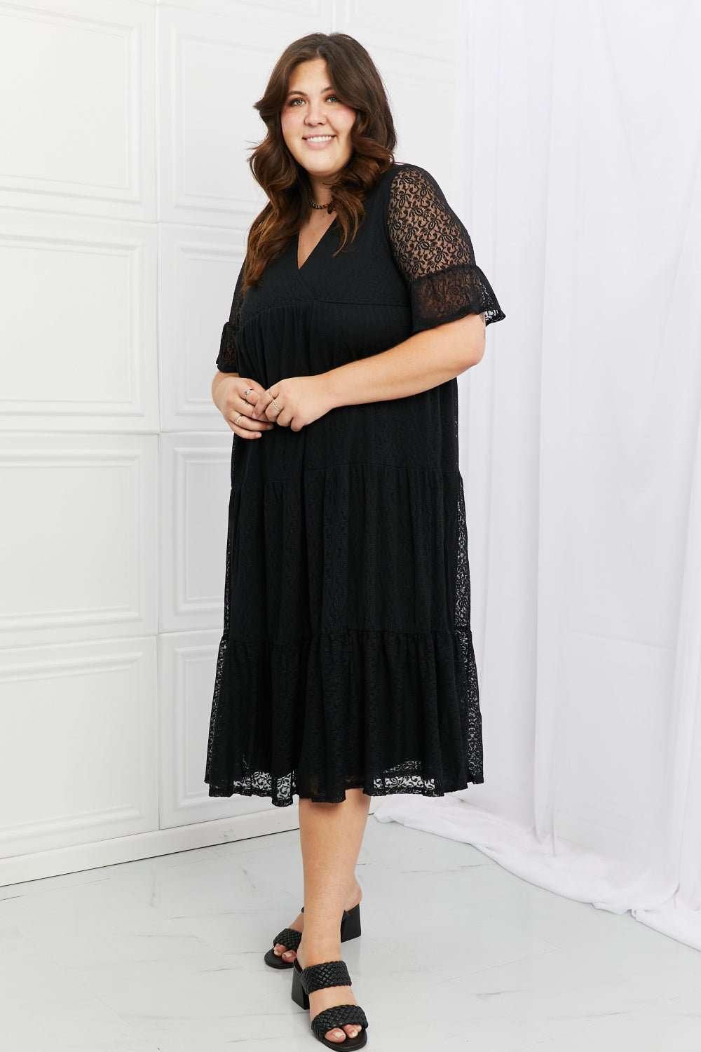 P & Rose Lovely Lace Full Size Tiered Dress - VILLA FASHION