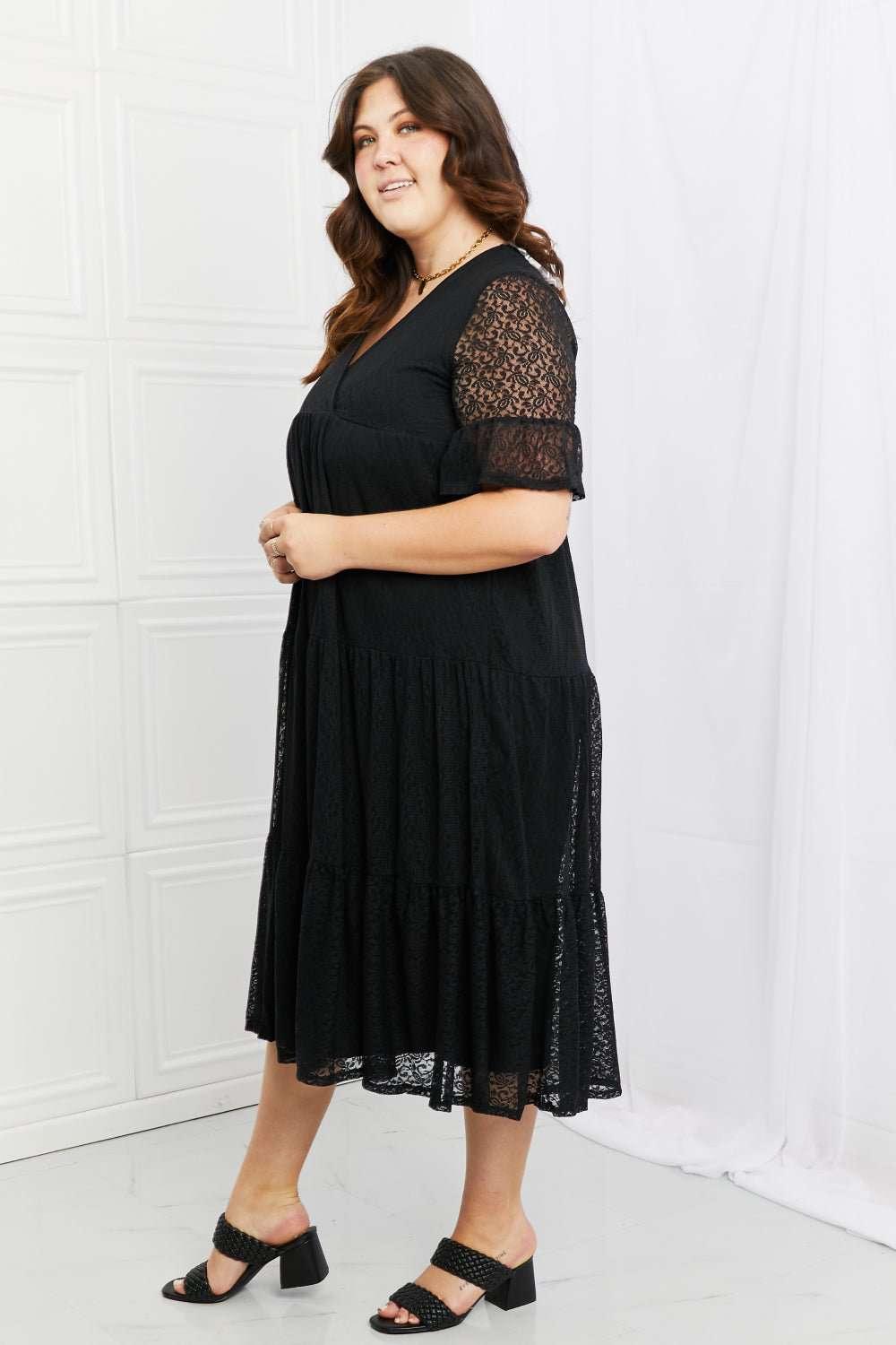 P & Rose Lovely Lace Full Size Tiered Dress - VILLA FASHION