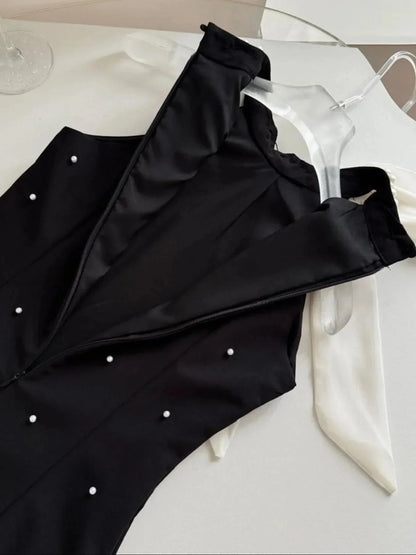 Pearl Detail Sleeveless Mini Dress - VILLA FASHION