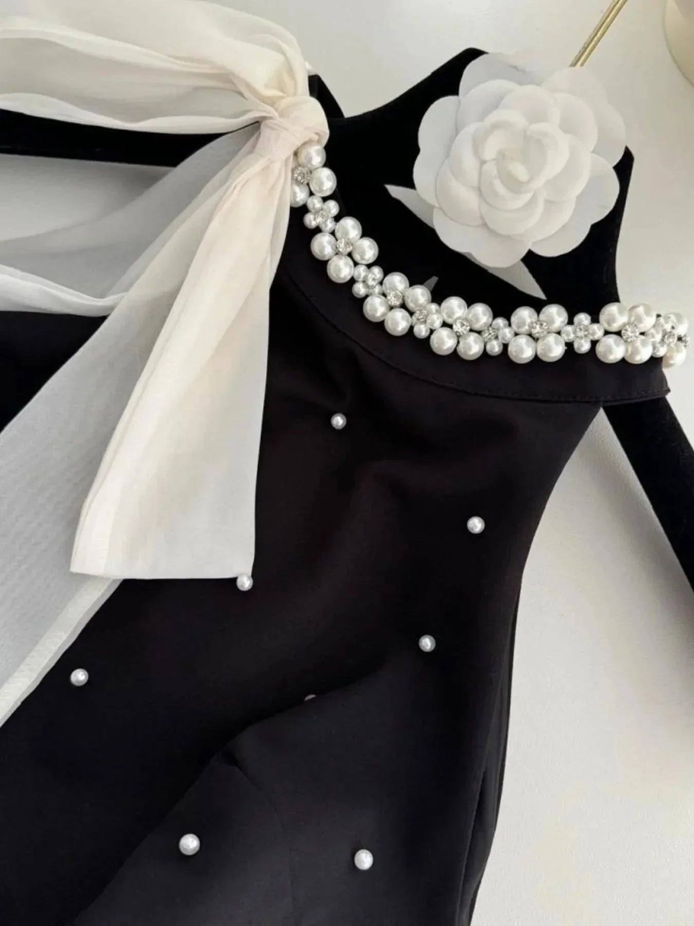 Pearl Detail Sleeveless Mini Dress - VILLA FASHION