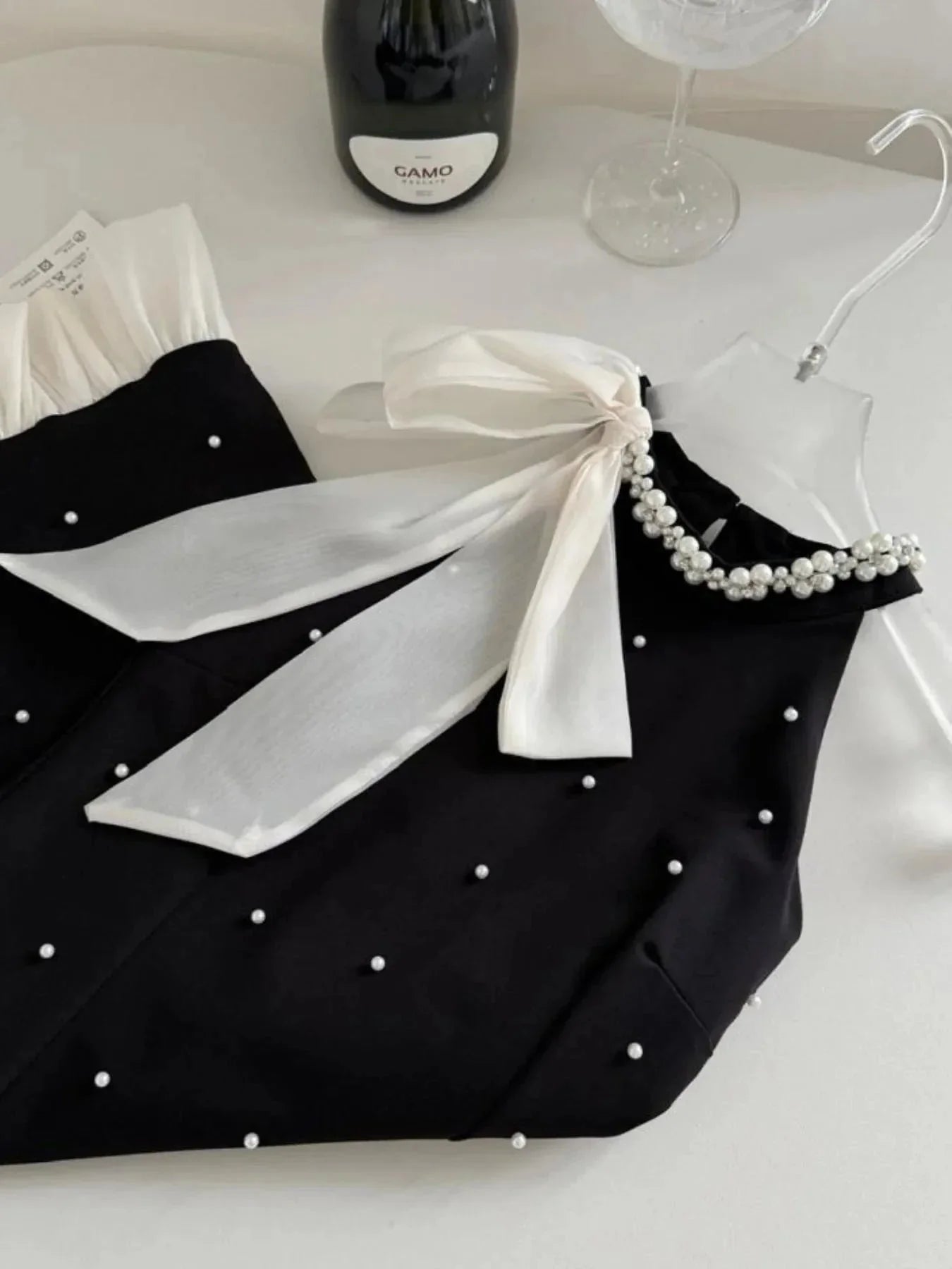 Pearl Detail Sleeveless Mini Dress - VILLA FASHION