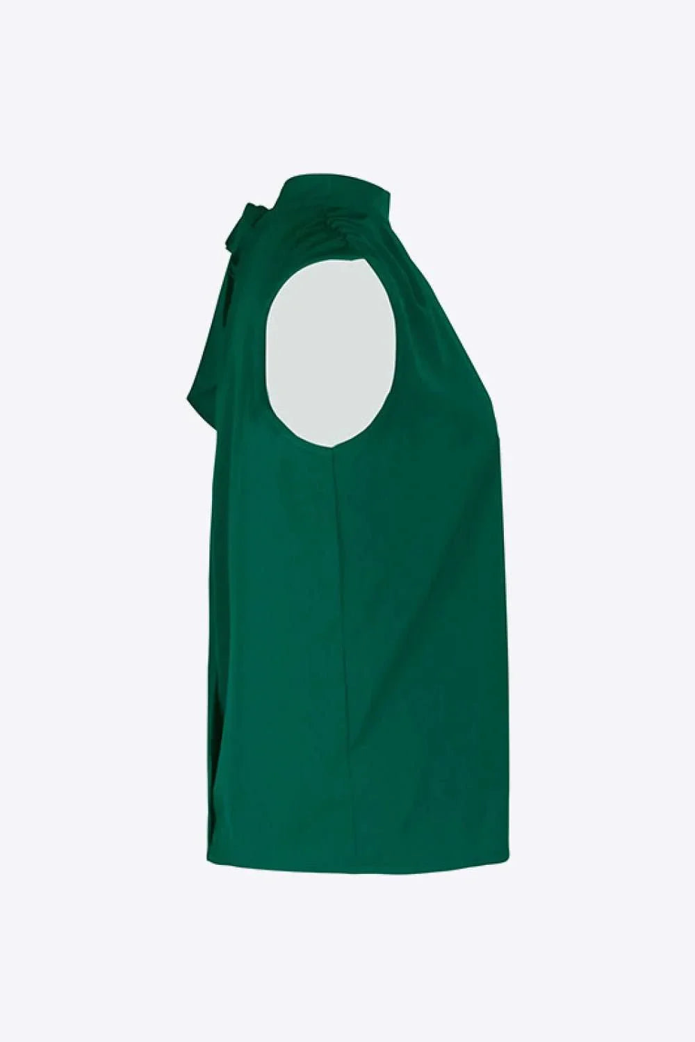 Perfee Tied Mock Neck Blouse - VILLA FASHION