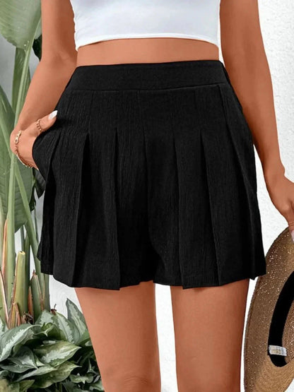 Pleated Shorts with Pockets - VILLA FASHION