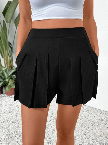 Pleated Shorts with Pockets - VILLA FASHION