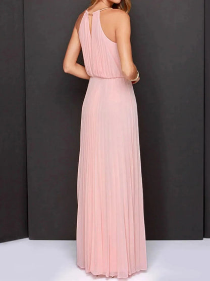Pleated Sleeveless Maxi Tank Dress - VILLA FASHION