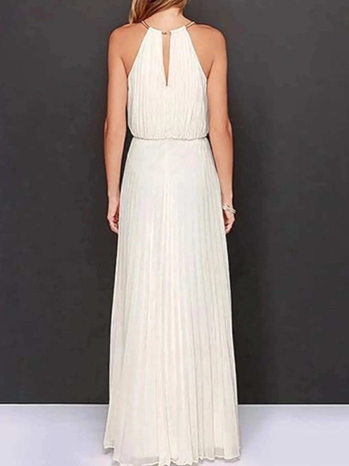 Pleated Sleeveless Maxi Tank Dress - VILLA FASHION