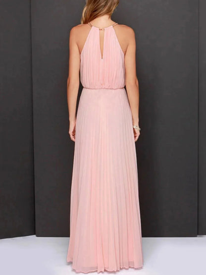 Pleated Sleeveless Maxi Tank Dress - VILLA FASHION