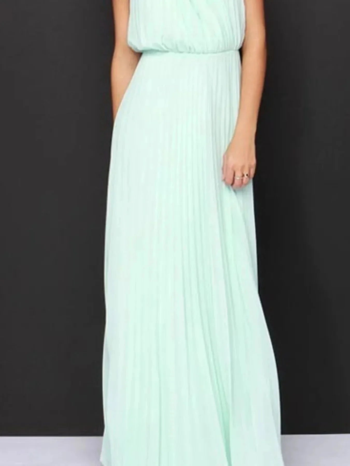 Pleated Sleeveless Maxi Tank Dress - VILLA FASHION