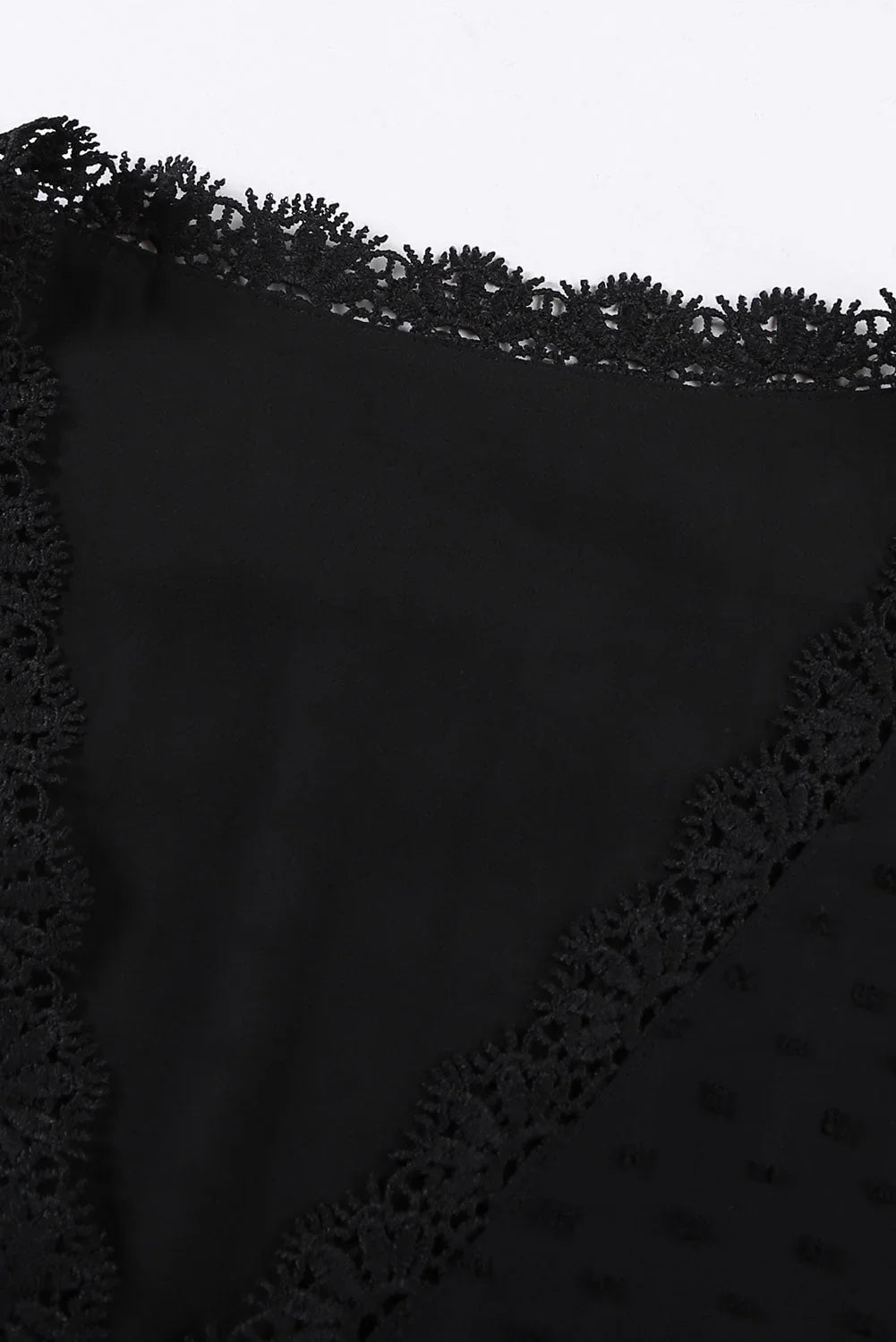 Plus Size Swiss Dot Spliced Lace V - Neck Blouse - VILLA FASHION