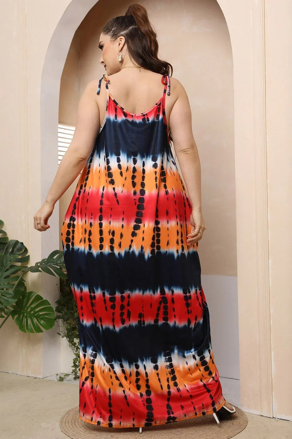 Plus Size Tie - Shoulder Maxi Dress - VILLA FASHION