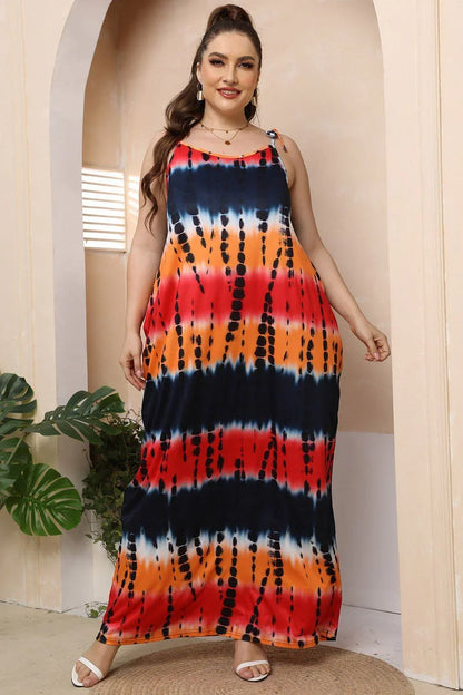 Plus Size Tie - Shoulder Maxi Dress - VILLA FASHION