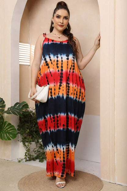 Plus Size Tie - Shoulder Maxi Dress - VILLA FASHION