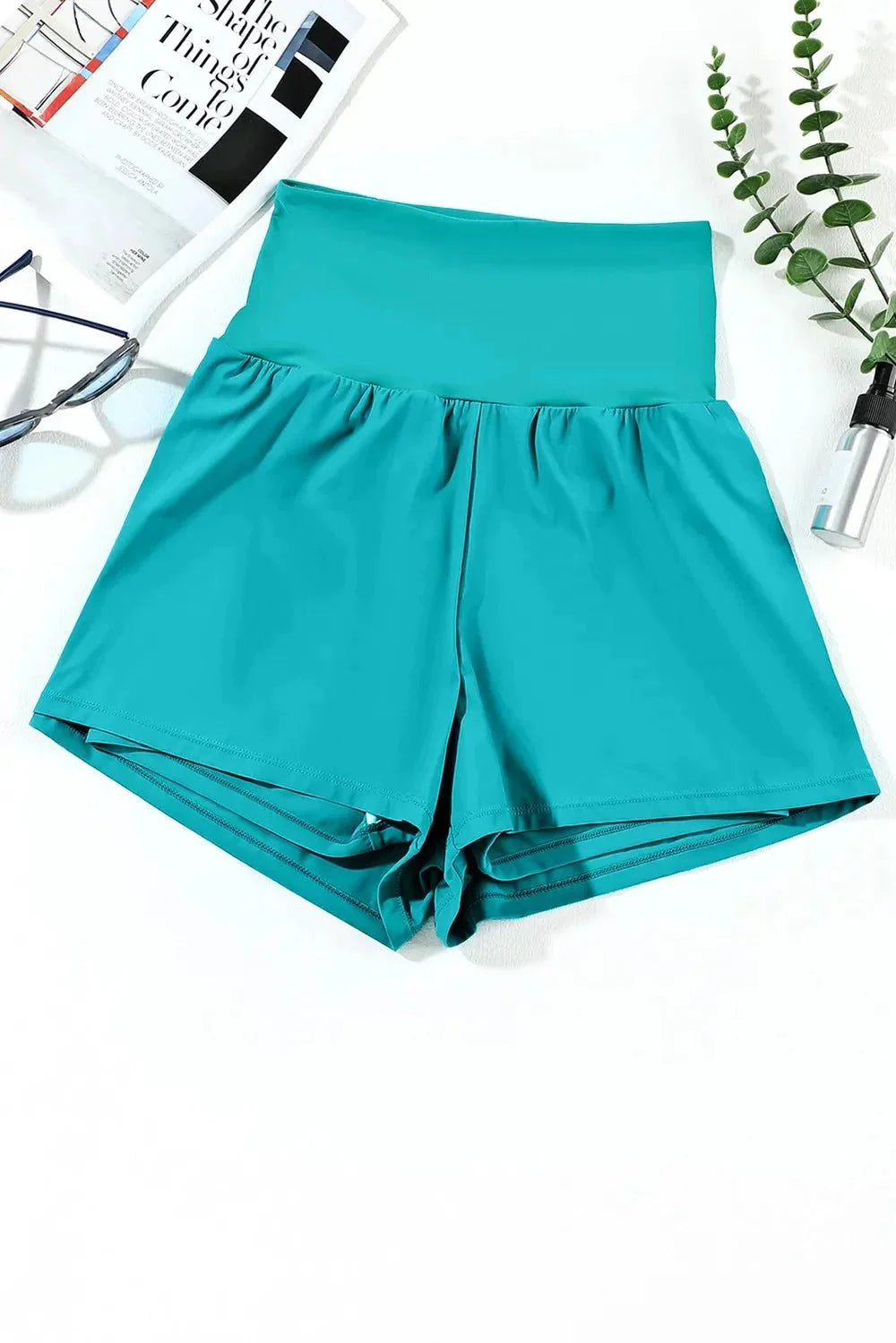 Pocketed High Waist Swim Shorts - VILLA FASHION