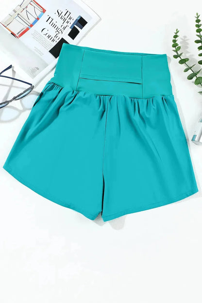 Pocketed High Waist Swim Shorts - VILLA FASHION