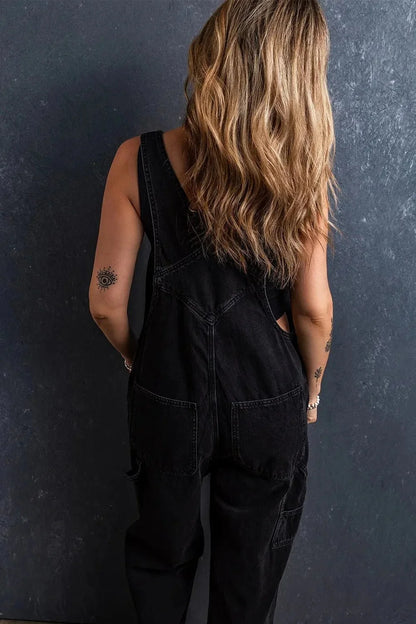Pocketed Straight Denim Overalls - VILLA FASHION