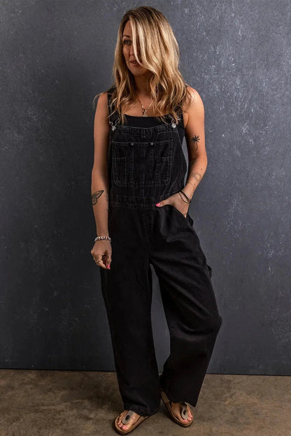 Pocketed Straight Denim Overalls - VILLA FASHION