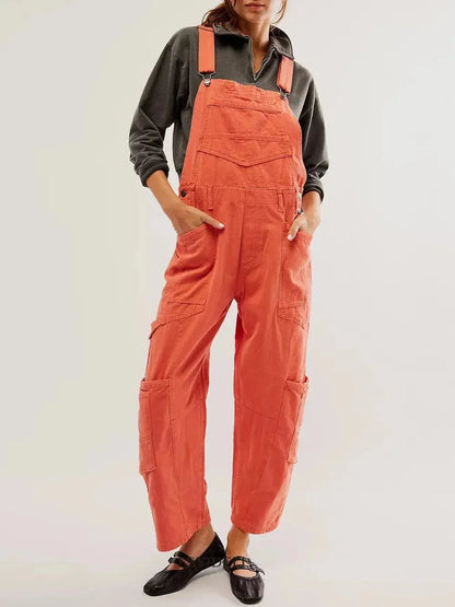 Pocketed Wide Strap Denim Overalls - VILLA FASHION