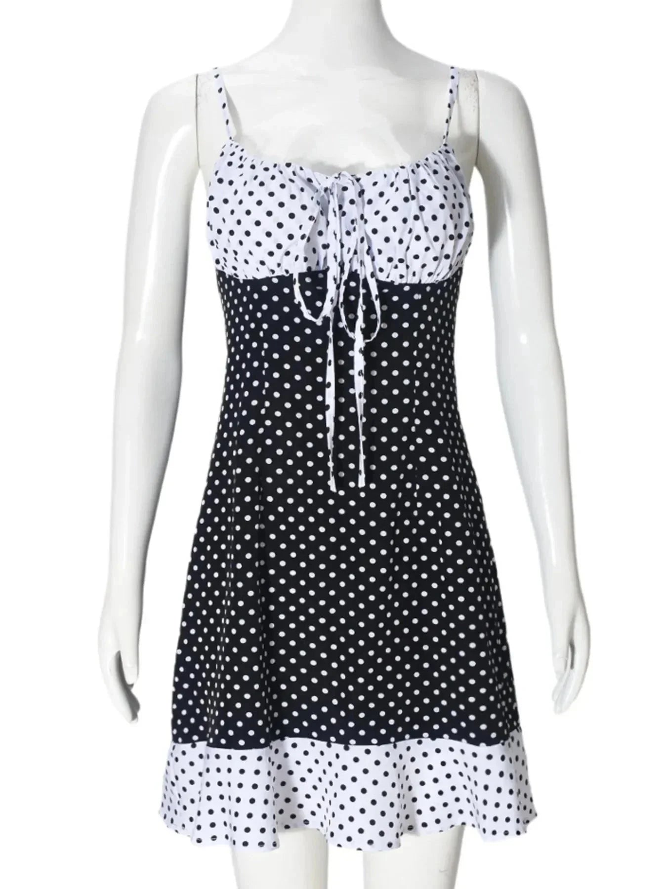 Polka Dot Ruffled Hem Dress - VILLA FASHION
