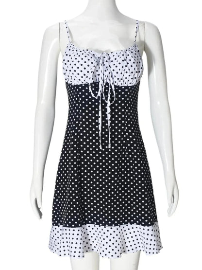 Polka Dot Ruffled Hem Dress - VILLA FASHION