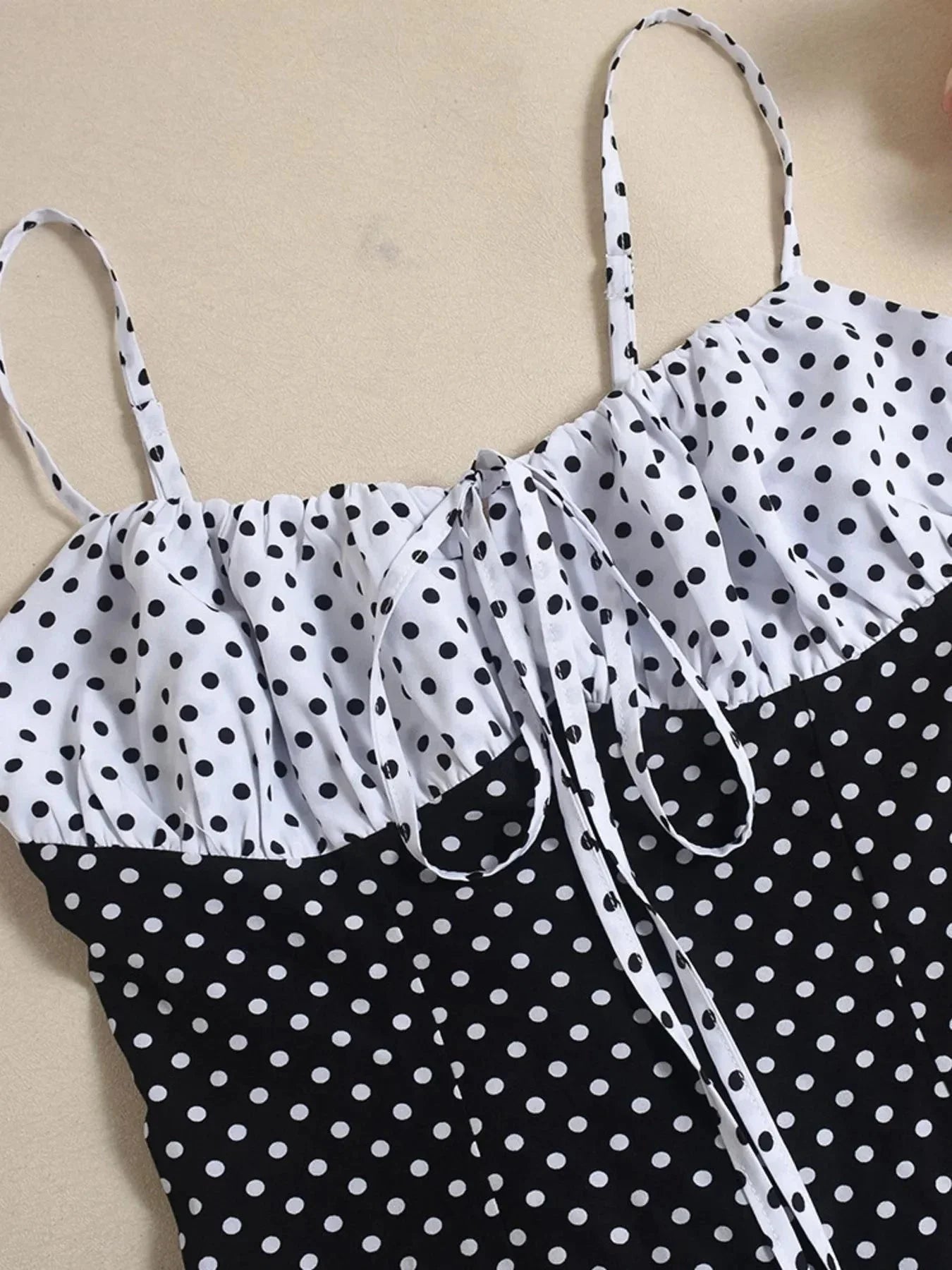 Polka Dot Ruffled Hem Dress - VILLA FASHION