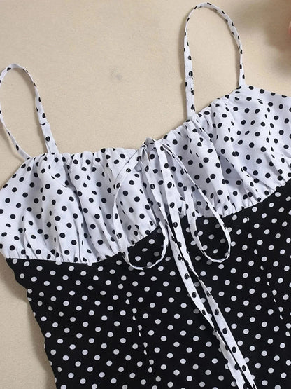 Polka Dot Ruffled Hem Dress - VILLA FASHION