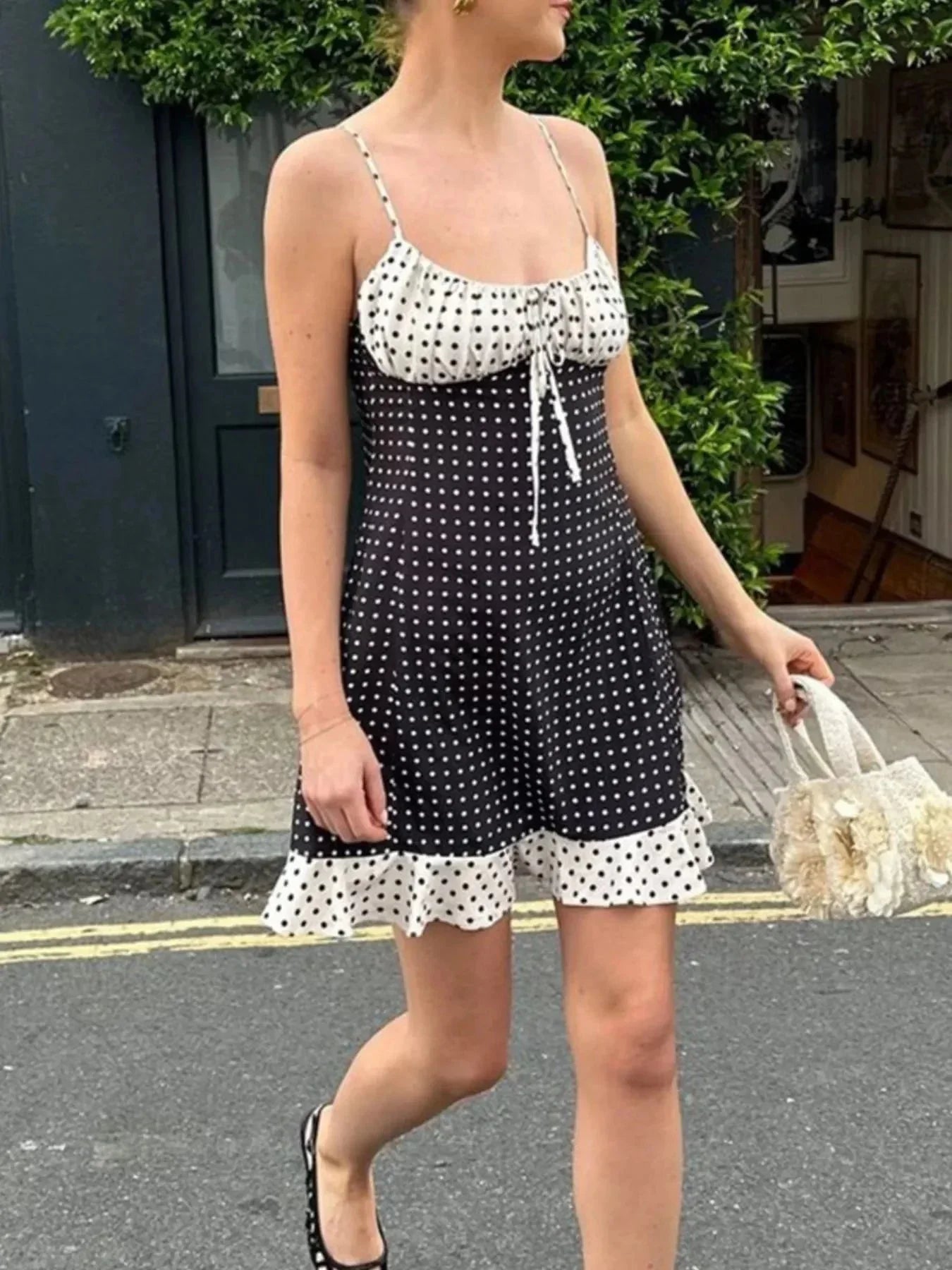 Polka Dot Ruffled Hem Dress - VILLA FASHION