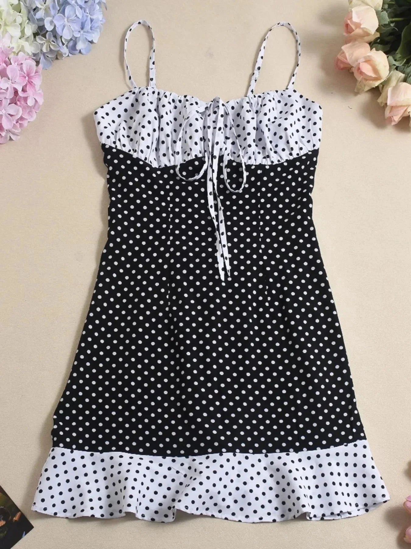 Polka Dot Ruffled Hem Dress - VILLA FASHION