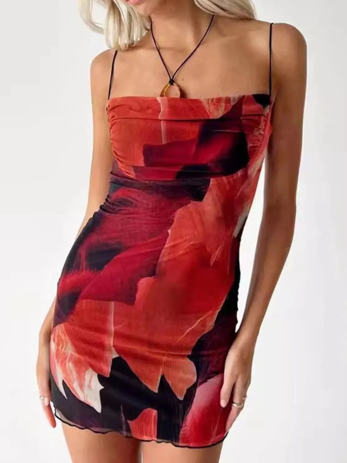 Printed Bodycon Cami Dress - VILLA FASHION