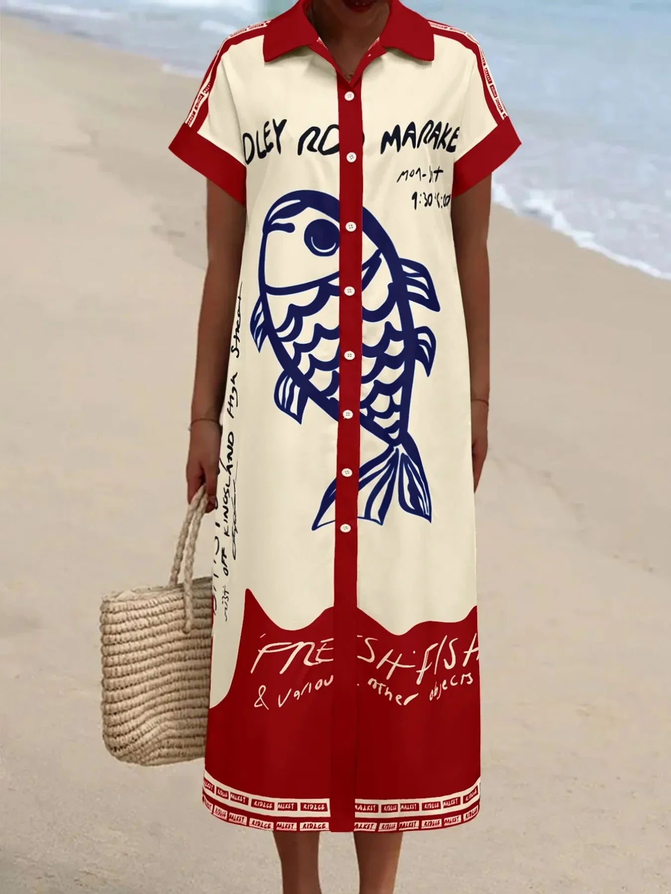 Printed Button Down Shirt Dress - VILLA FASHION