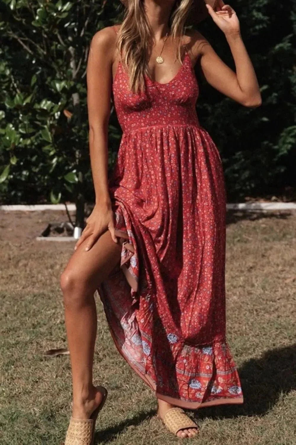 Printed Maxi Cami Dress - VILLA FASHION