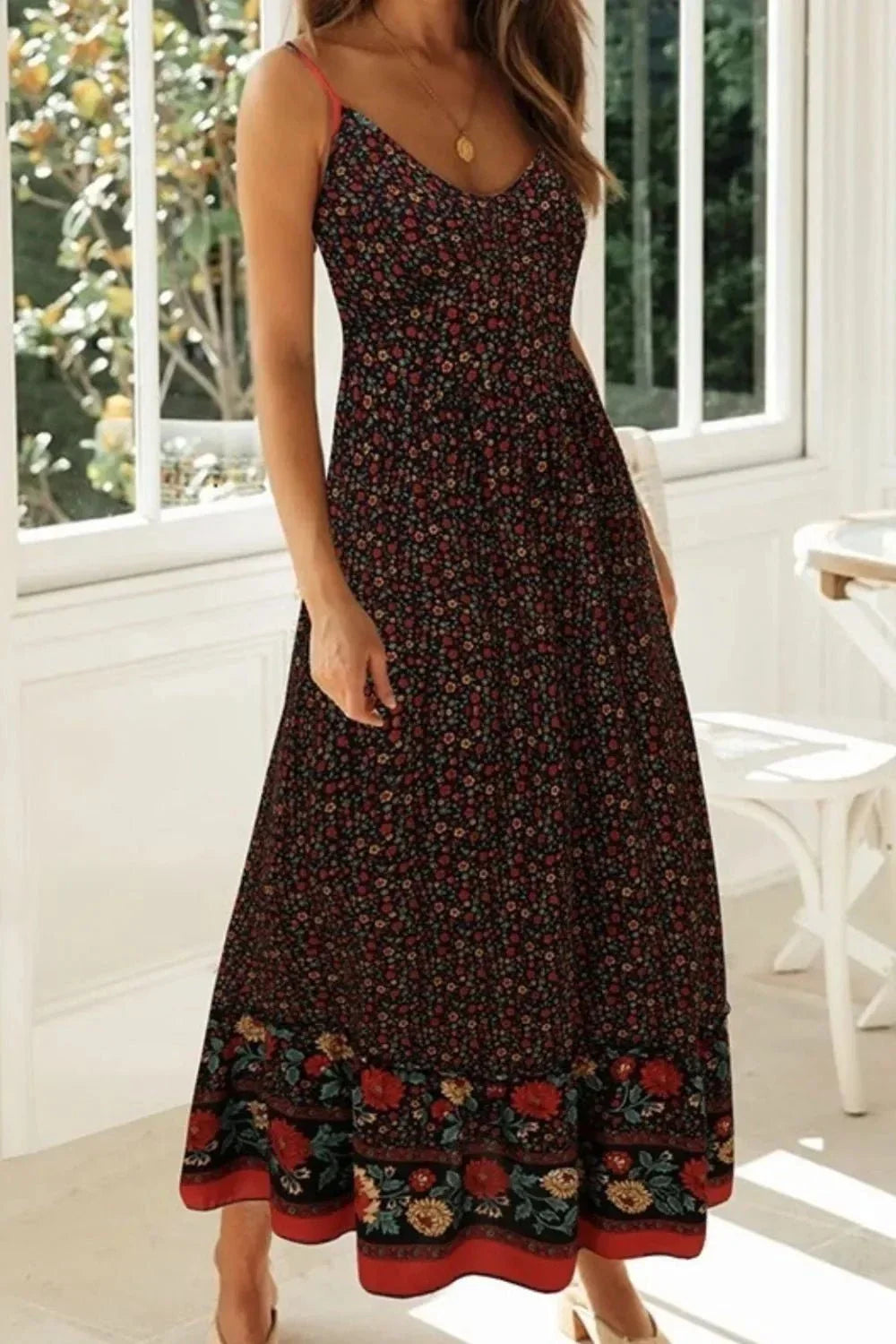 Printed Maxi Cami Dress - VILLA FASHION