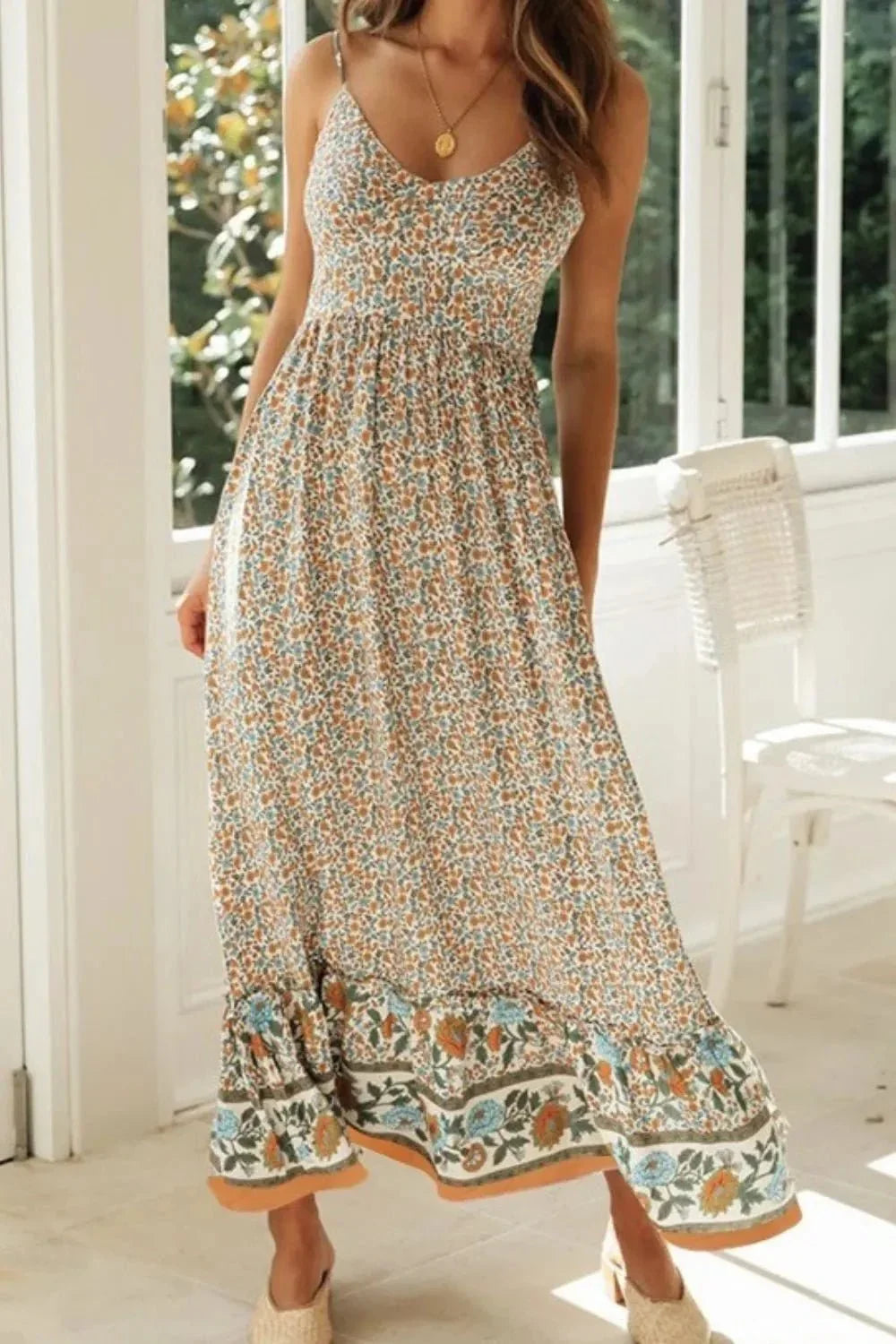 Printed Maxi Cami Dress - VILLA FASHION