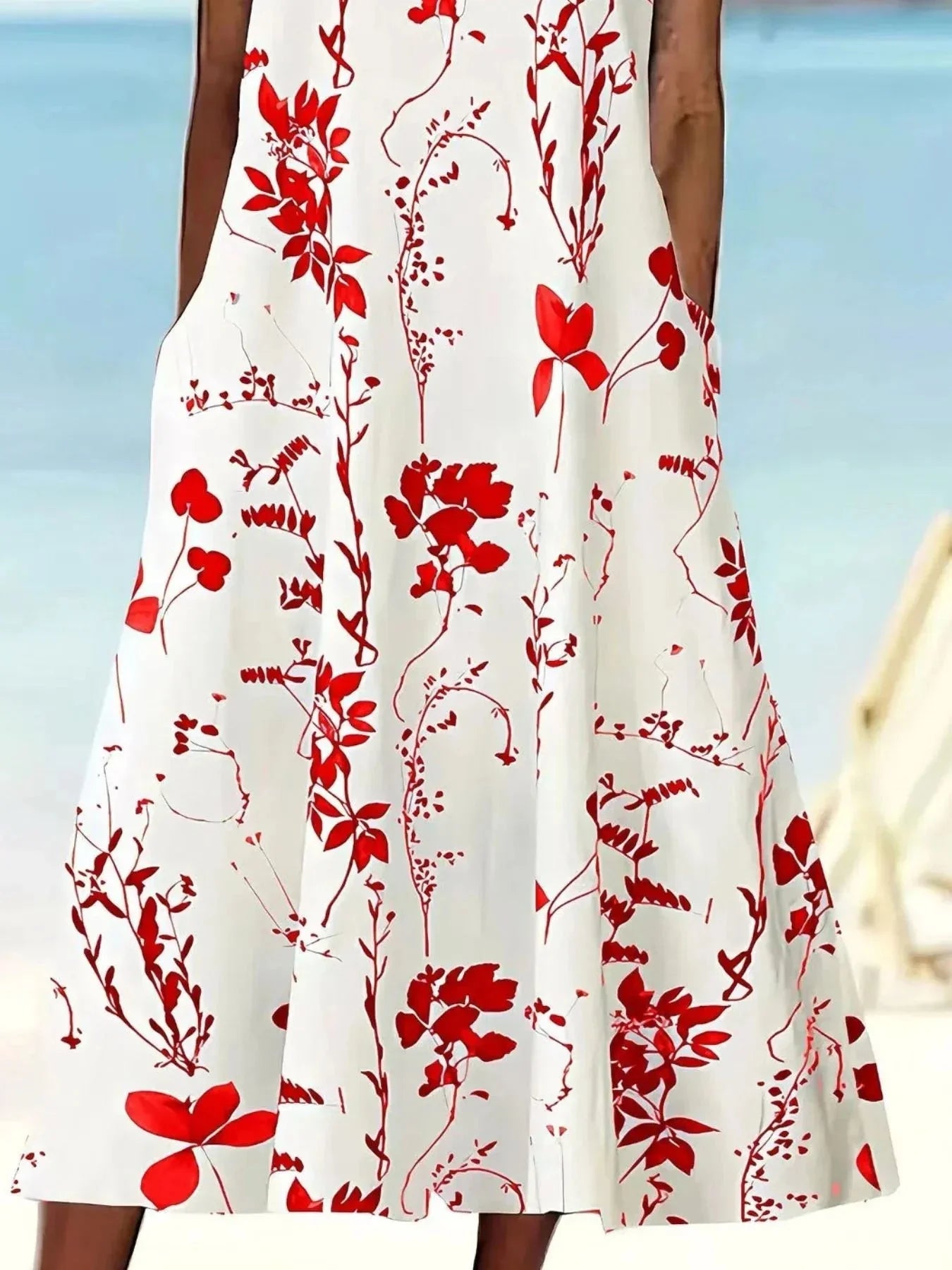 Printed Sleeveless Summer Midi Dress - VILLA FASHION