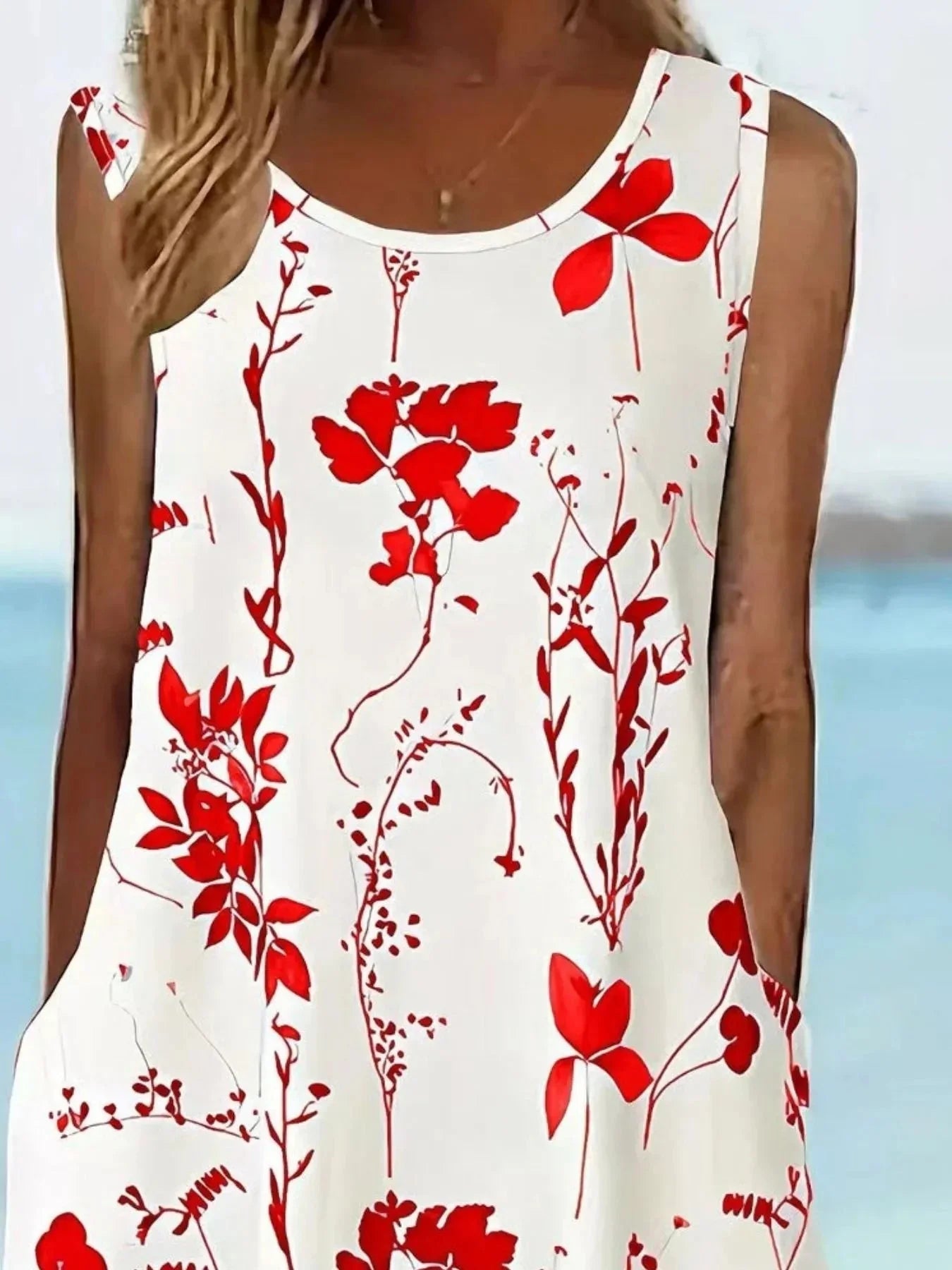 Printed Sleeveless Summer Midi Dress - VILLA FASHION