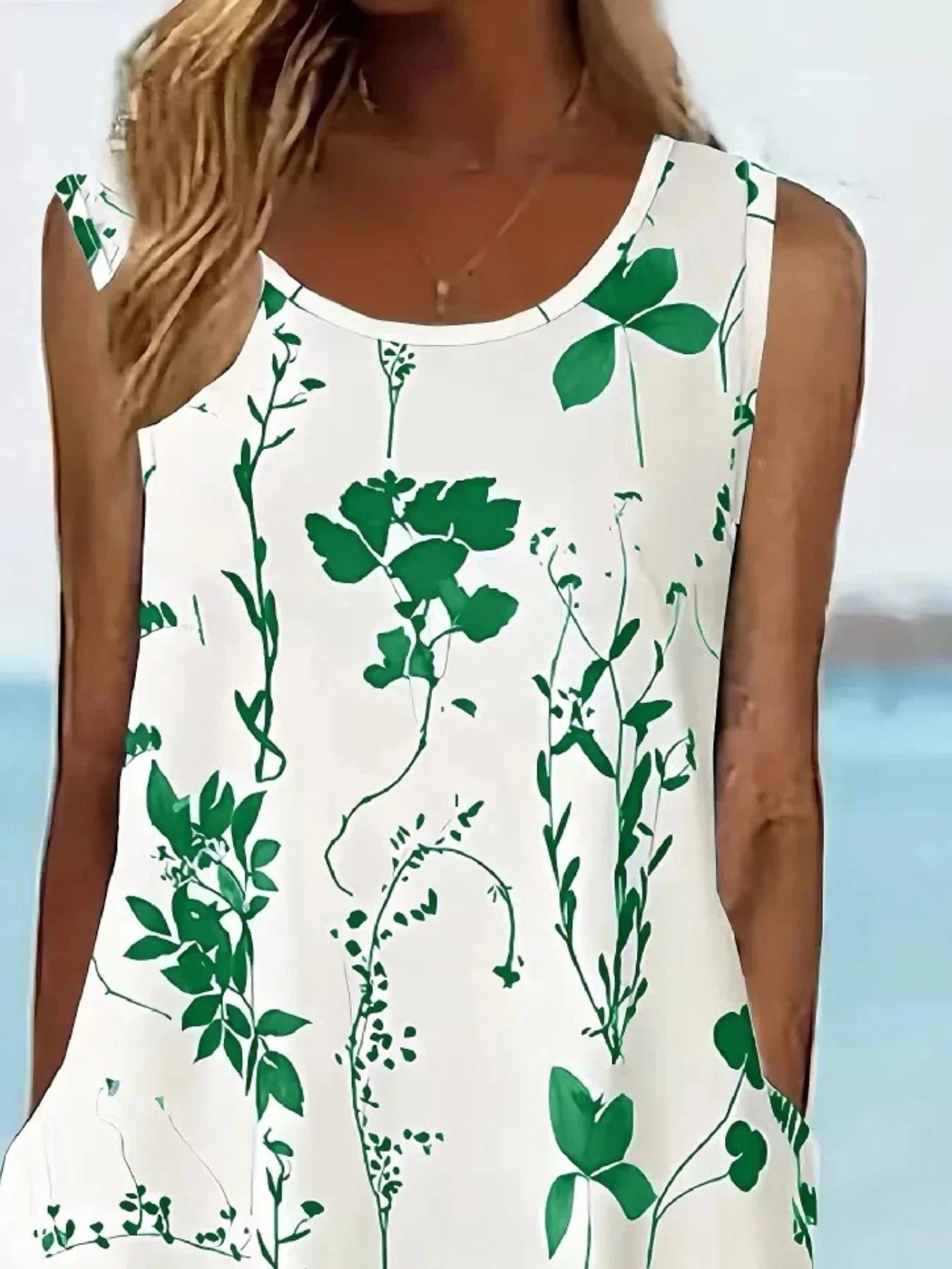 Printed Sleeveless Summer Midi Dress - VILLA FASHION