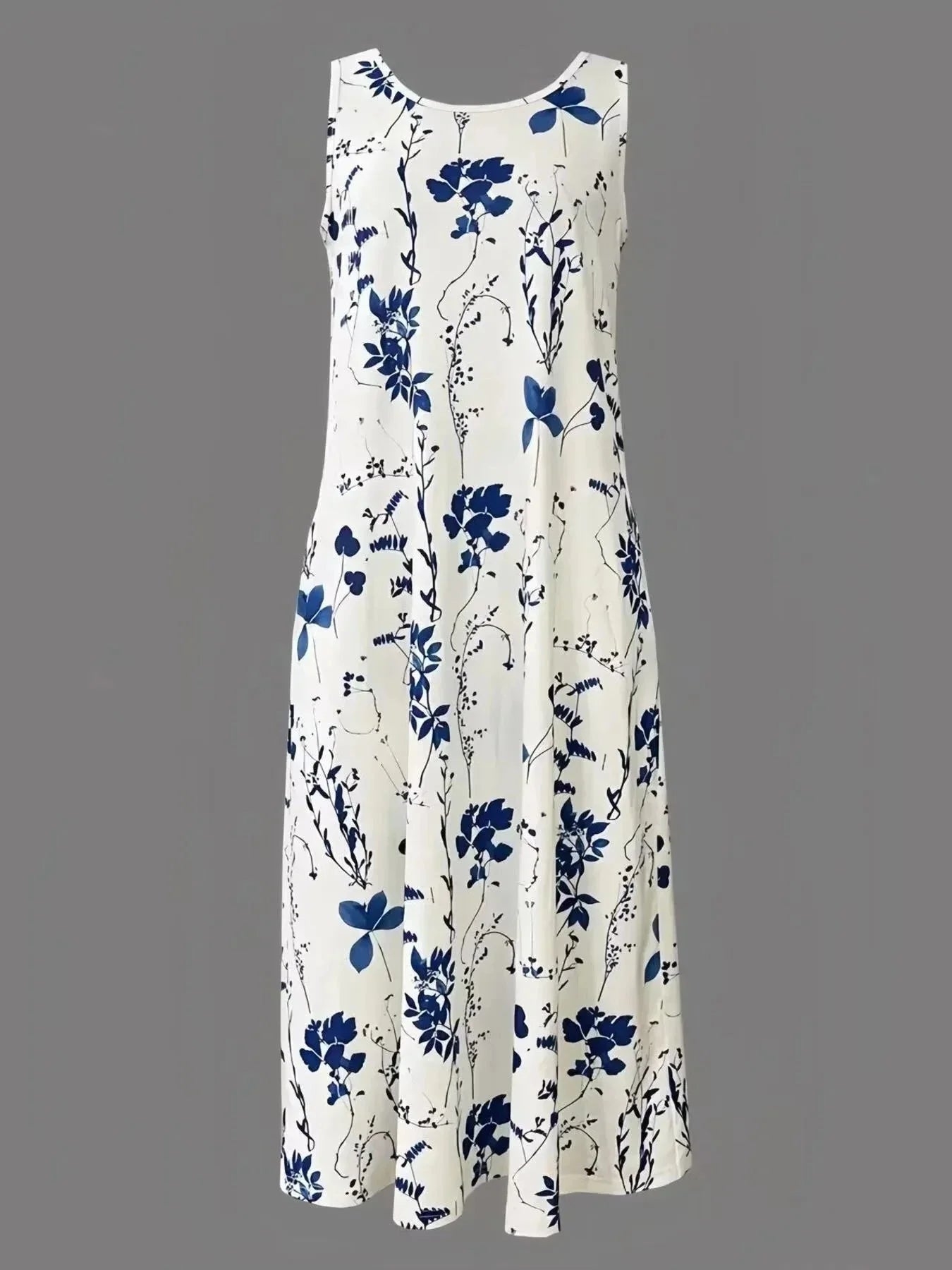 Printed Sleeveless Summer Midi Dress - VILLA FASHION