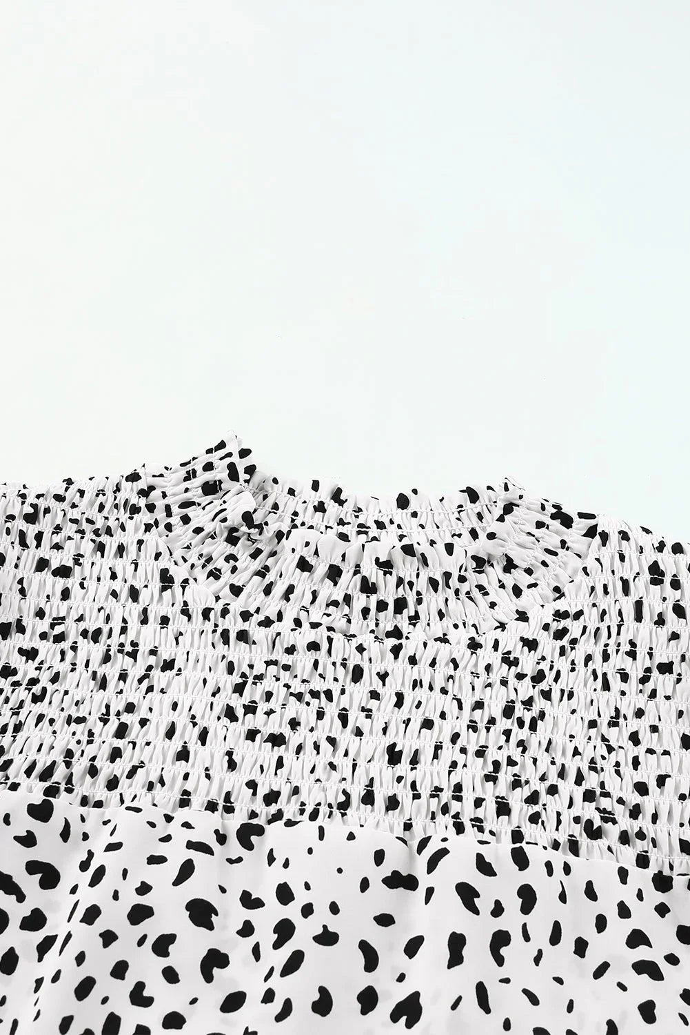 Printed Smocked Mock Neck Blouse - VILLA FASHION