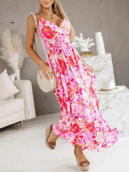 Printed Spaghetti Strap Maxi Dress - VILLA FASHION